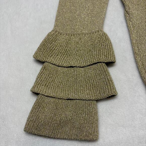 Metallic Sparkle Gold Ruffle Sleeve 3D Christmas Tree Ugly Christmas Sweater XXL - Picture 5 of 8